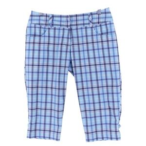 Adidas Climalite Blue Plaid Capri Short Pant Size 6 Low Rise